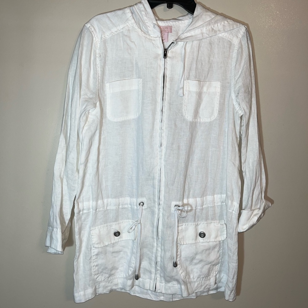 St. Tropez West Linen Hooded Zip Up